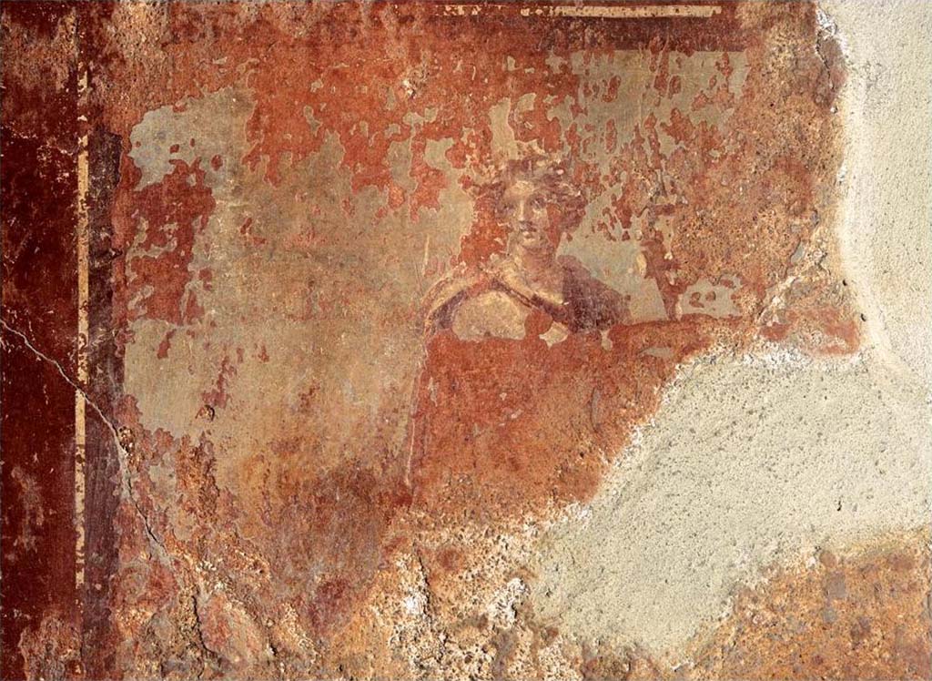 I.14.2 Pompeii. Room H, south wall. Fig. 164  Vestiges du tableau dApollon citharde sur le mur sud de lcus ( CNRS-Christine Durand).
Voir Chapitre 2 : Latelier de fabrication de nattes de la via di Nocera (I 14, 2) in Magali Cullin-Mingaud, 2010. La vannerie dans l'Antiquit romaine: Collection du Centre Jean Brard 35. Paris. Centre Jean Berard, p. 129-171, fig. 164.
https://books.openedition.org/pcjb/706  
