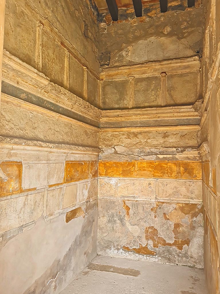 I.15.3 Pompeii. September 2024. 
Room 4, looking along west wall towards north-west corner and north wall. Photo courtesy of Giuseppe Ciaramella.
