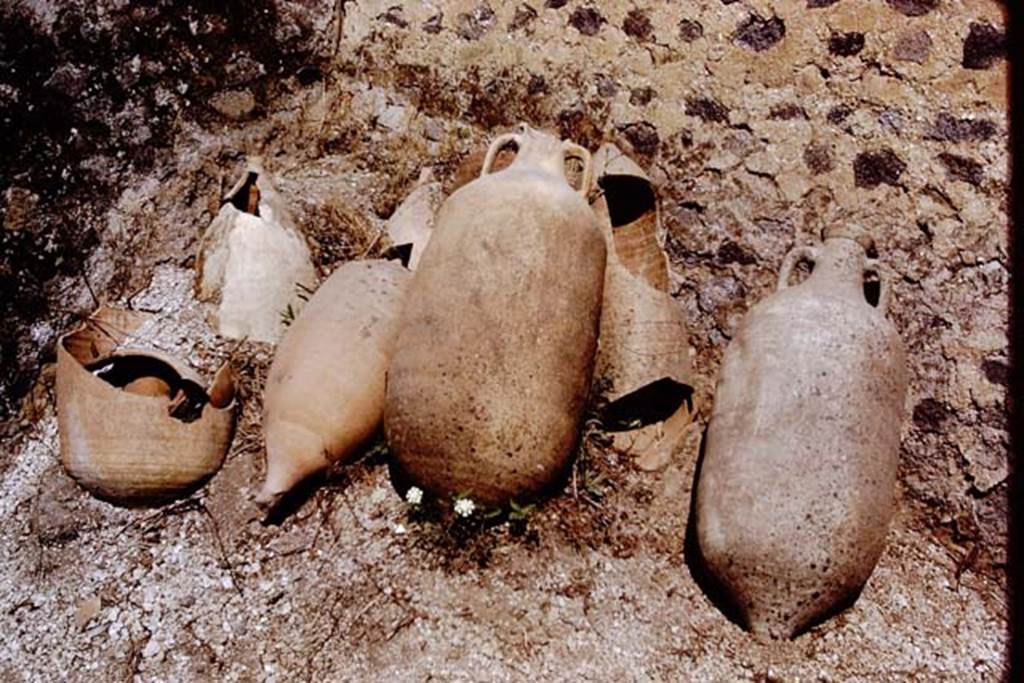 I.15.3 Pompeii. 1972. Detail of terracotta pots in north-west corner. Photo by Stanley A. Jashemski. 
Source: The Wilhelmina and Stanley A. Jashemski archive in the University of Maryland Library, Special Collections (See collection page) and made available under the Creative Commons Attribution-Non Commercial License v.4. See Licence and use details. J72f0608
