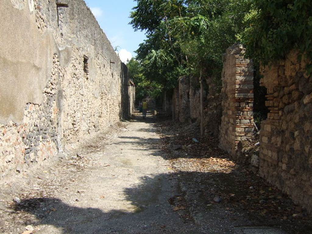I.10 Pompeii. September 2005. Roadway looking east I.19.1