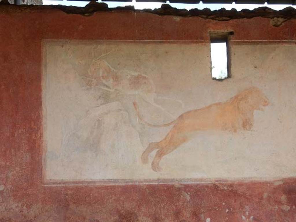 II.2.2 Pompeii. May 2016. Room “i”, wall painting on north wall of upper euripus. Photo courtesy of Buzz Ferebee.