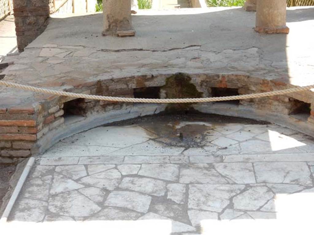 II.2.2 Pompeii. May 2016. Room “l”, garden. Detail of flooring of temple. Photo courtesy of Buzz Ferebee.
