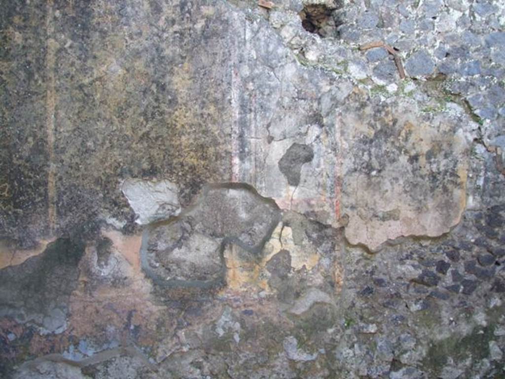II.2.2 Pompeii. March 2009. Room “a”, west wall of cubiculum, with remains of painted decoration.