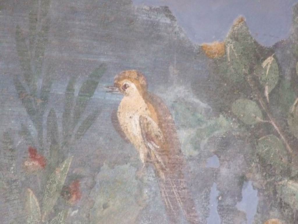II.3.3 Pompeii. December 2006. Room 11, west panel of south wall of peristyle. Detail of wall painting of a bird.
