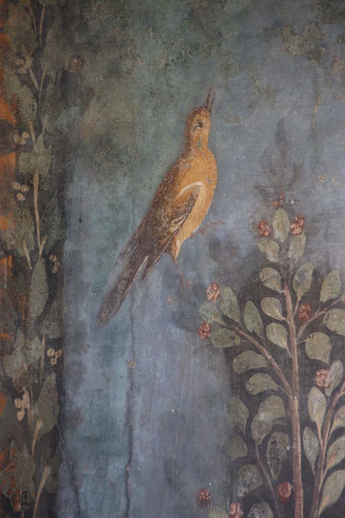 II.3.3 Pompeii. September 2017. Room 11, detail of bird from panel on east side of south wall.
Photo courtesy of Klaus Heese.


