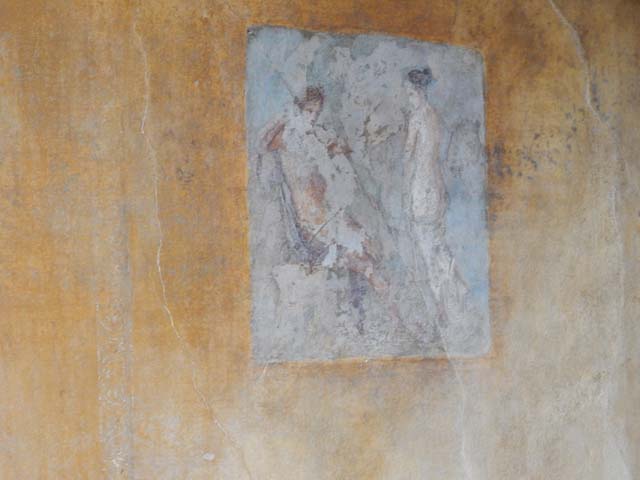 II.3.3 Pompeii. May 2016. Room 9, detail of central painting of Apollo and Daphne on north wall. Photo courtesy of Buzz Ferebee.
