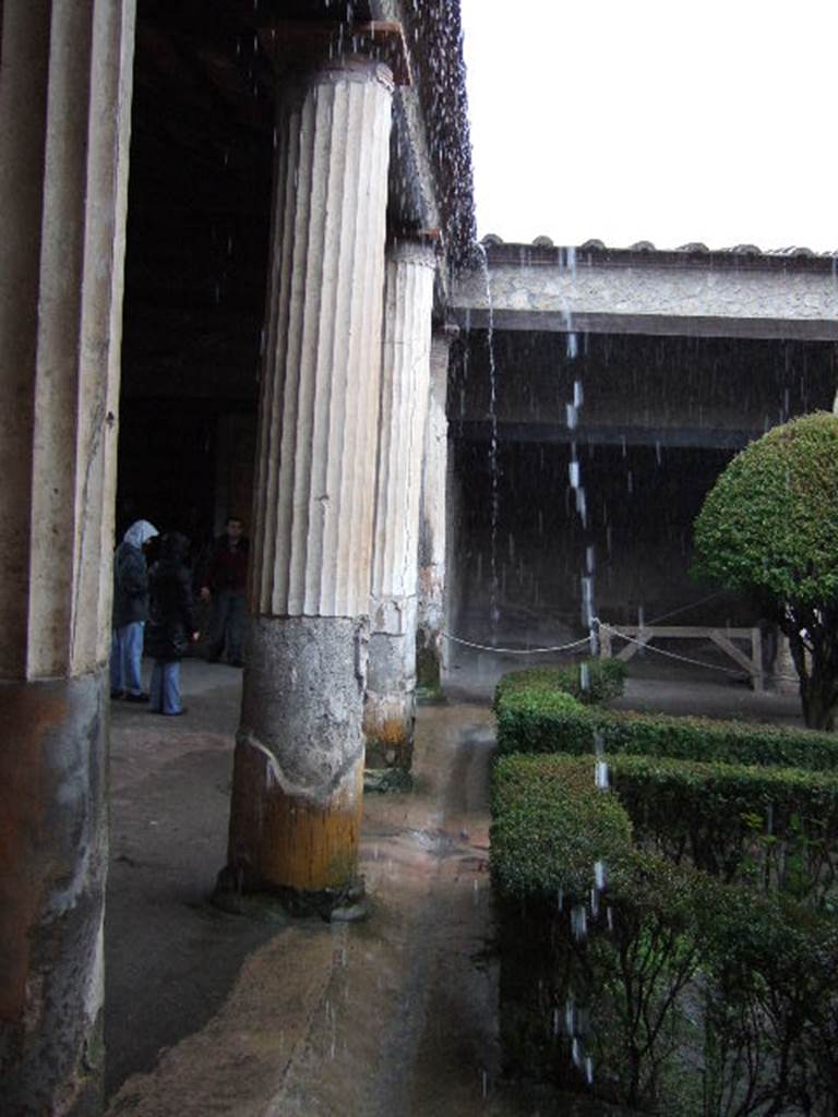 II.3.3 Pompeii. December 2005. Room 11, north portico, looking east. 
Rainwater gutter in use
