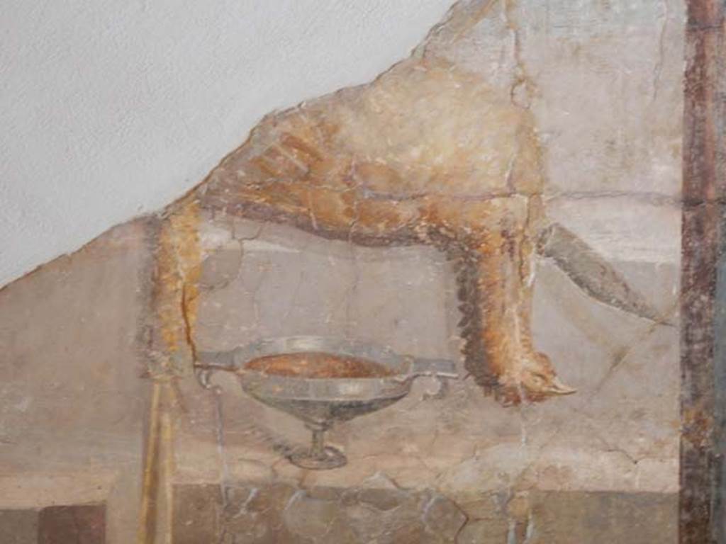 II.4.10 Pompeii. May 2016. Detail from left side of panel. Photo courtesy of Buzz Ferebee.