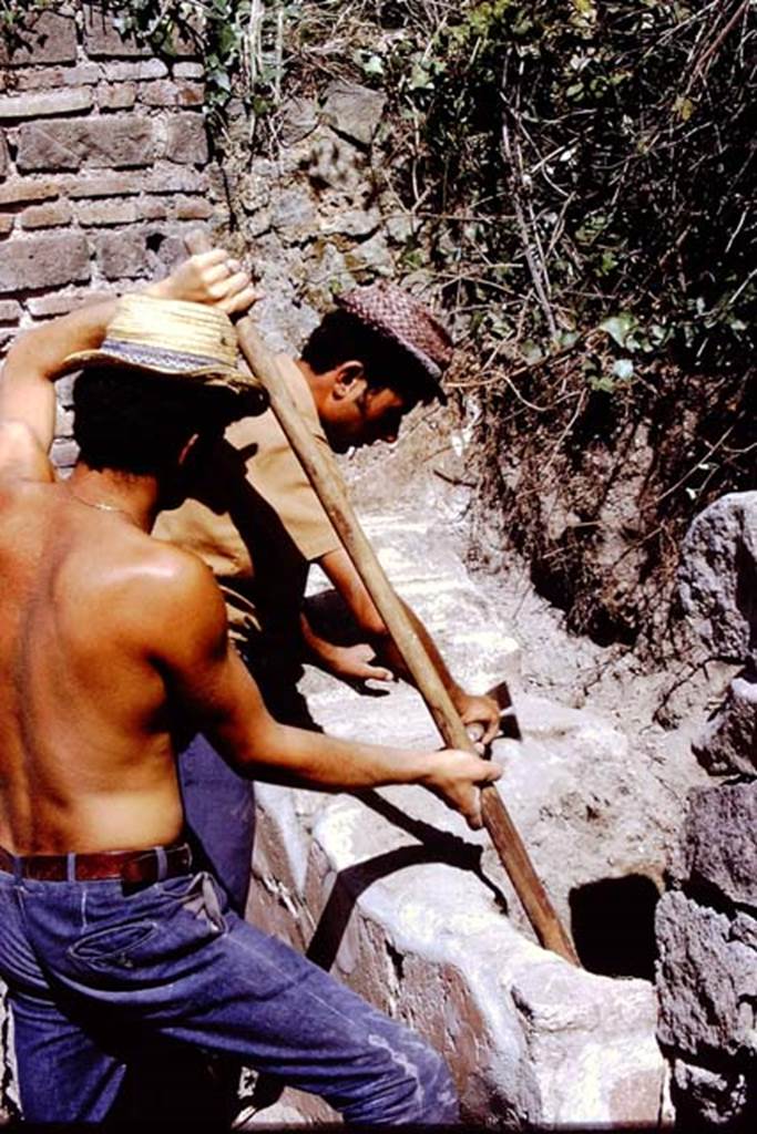II.5 Pompeii. 1972. Entrance doorway, during excavation, exploration and consolidation. Photo by Stanley A. Jashemski. 
Source: The Wilhelmina and Stanley A. Jashemski archive in the University of Maryland Library, Special Collections (See collection page) and made available under the Creative Commons Attribution-Non Commercial License v.4. See Licence and use details. J72f0534
