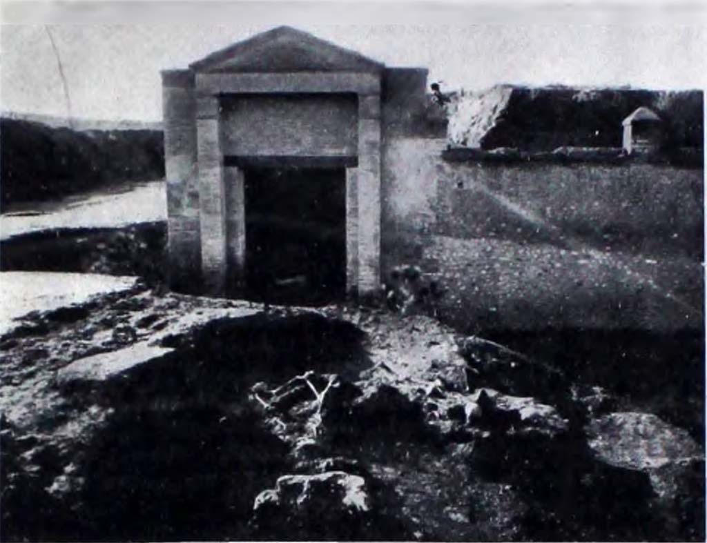 II.7.1 Pompeii. Palaestra. December 1936. Gruppo di 14 scheletri. Group of 14 skeletons.

Secondo NdS; Poco al di fuori della prima porta del lato orientale della Palestra, quasi a pied della scarpata dell’aggere, si mise in luce (dicembre 1936) un gruppo di 14 scheletri dei quali 6 caduti uno sull’altro in uno spazio assai ristretto di terreno, in un viluppo confuso di ossa, e i rimanenti un poco discosti più a nord, giacenti sul primo strato di cenere, quasi tutti caduti bocconi sul terreno (fig. 28); di uno solo di essi (un giovanetto) potè eseguirsi un calco parziale del tronco, trovandosi gli arti inferiori ancora infossati nel lapillo. La presenza di individui adulti e giovanili, e la tragica sovrapposizione dei corpi, fa supporre che ci troviamo innanzi non a gruppi di fuggiaschi fortuitamente riuniti dal terrore della comune sciagura, ma di persone più intimamente strette da vincoli di parentela e probabilmente di due distinti gruppi di famiglie fuggite assieme da abitazioni contigue.

According to NdS; Just outside the first door on the eastern side of the Palestra, almost at the foot of the escarpment of the embankment, a group of 14 skeletons came to light (December 1936), 6 of which had fallen one on top of the other in a very small area of ground, in a confused tangle of bones, and the remainder a little further to the north, lying on the first layer of ash, almost all of which had fallen flat on the ground (fig. 28). Of only one of them (a juvenile) was it possible to make a partial cast of the trunk, as its lower limbs were still buried in the lapillus. The presence of adult and juvenile individuals, and the tragic superimposition of the bodies, suggests that we were facing not groups of fugitives fortuitously reunited by the terror of the common calamity, but of people more intimately close by ties of kinship and probably of two distinct groups of families who fled together from neighbouring homes.

Vedi/See Notizie degli Scavi di Antichità, 1939, p. 216, fig. 28.
