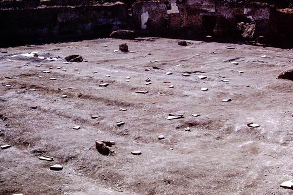 II.8.6 Pompeii, 1973. Looking north across the site, with root cavities protected by stone slabs. Photo by Stanley A. Jashemski. 
Source: The Wilhelmina and Stanley A. Jashemski archive in the University of Maryland Library, Special Collections (See collection page) and made available under the Creative Commons Attribution-Non Commercial License v.4. See Licence and use details. J73f0469
