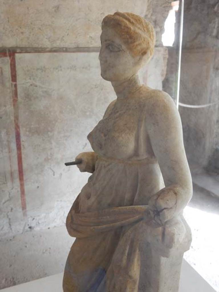II.9.4, Pompeii. May 2018. Detail from marble statue of Venus with traces of painting.
Archaeological Park of Pompeii, inv. no. 37999. Photo courtesy of Buzz Ferebee. 

