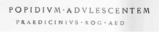 Popidium adulescentem / Praedicinius rog(at) aed(ilem)      [CIL IV 7608]