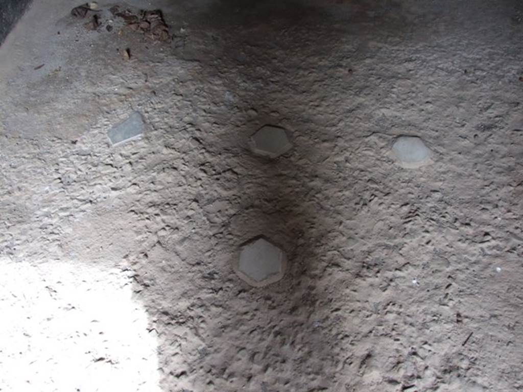 III.4.3  Pompeii.  March 2009.   Room 13.  Marble inserts in floor.