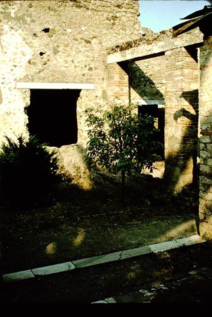 III.4.3 Pompeii. 1957. Looking east from triclinium (room 16) towards small garden, and window from room 13. Photo by Stanley A. Jashemski.
Source: The Wilhelmina and Stanley A. Jashemski archive in the University of Maryland Library, Special Collections (See collection page) and made available under the Creative Commons Attribution-Non Commercial License v.4. See Licence and use details.
J57f0254

