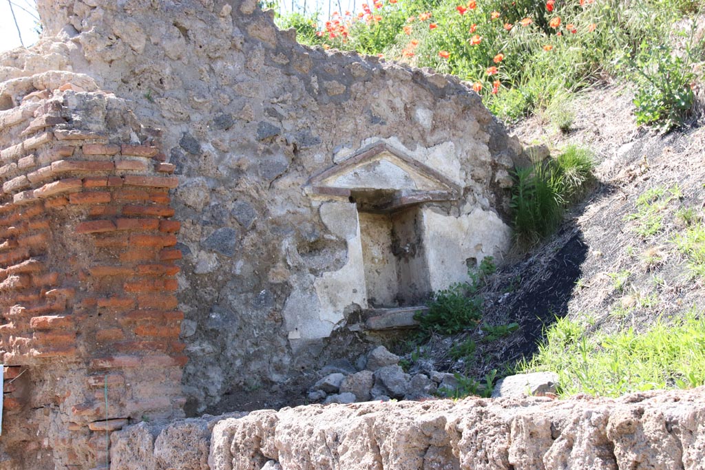 III.7.5 Pompeii. May 2024. Looking towards niche in west wall of shop-room. Photo courtesy of Klaus Heese.