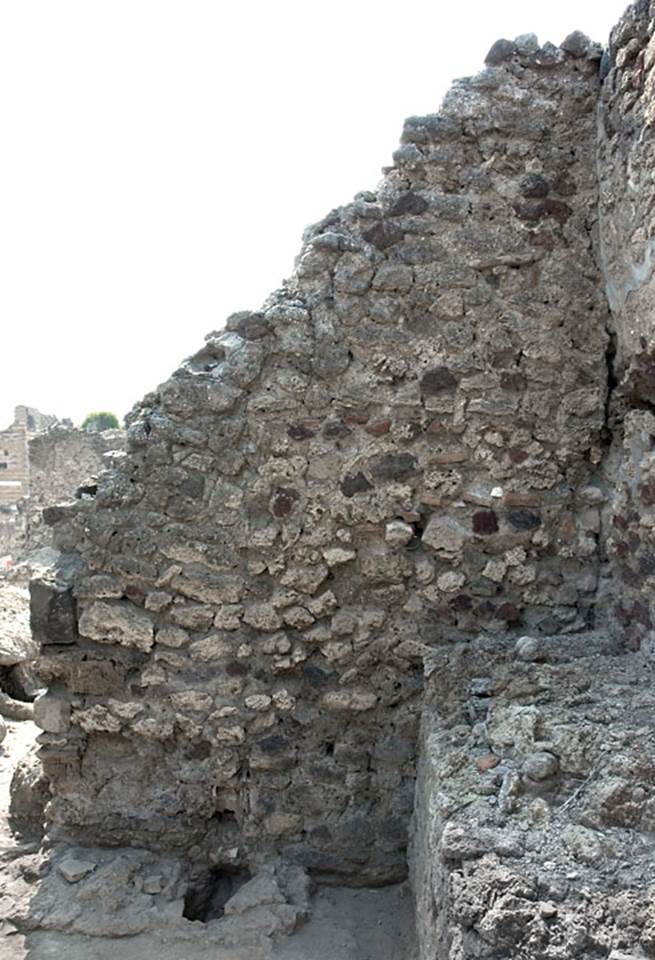 V.1.13 Pompeii. Pre-2008.  
West wall in north-west corner of rear room “f”. Photo by Hans Thorwid. 
Photo courtesy of the Swedish Pompeii Project.
