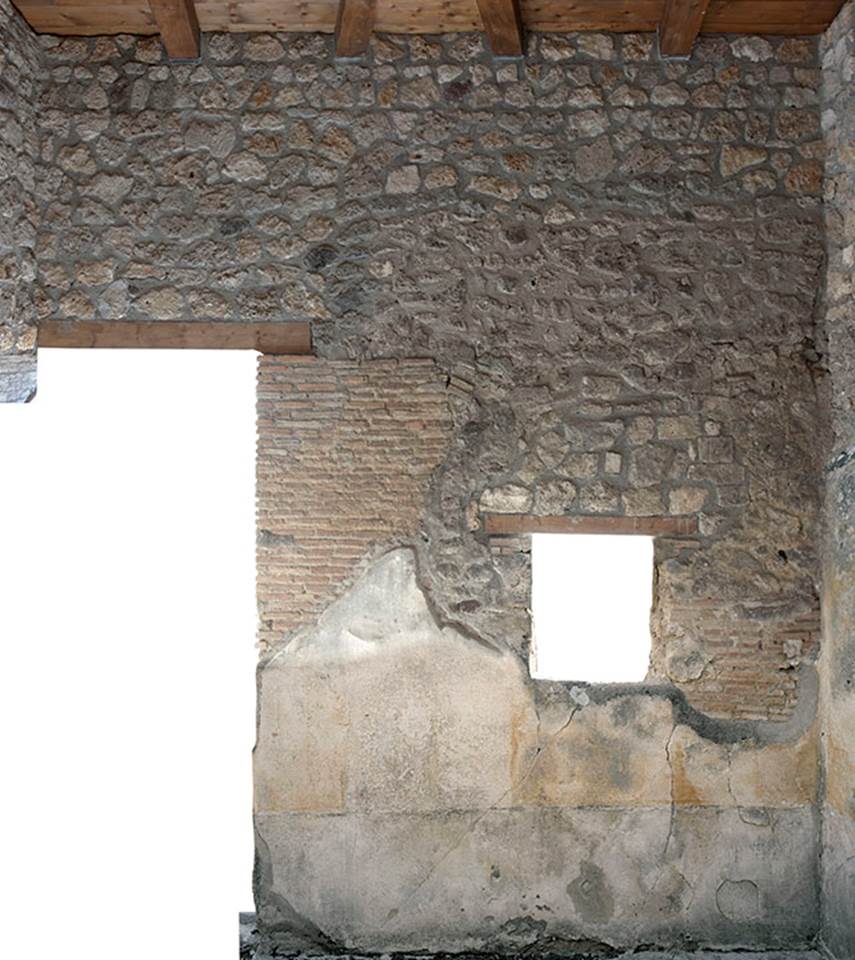 V.1.18 Pompeii. 2012. Room “d”. Photo by Hans Thorwid.
“South wall in 2012. Restored parts of the wall photographed and merge with the lower part and floor line of earlier photos from 2005-07.”
Photo and words courtesy of The Swedish Pompeii Project.
