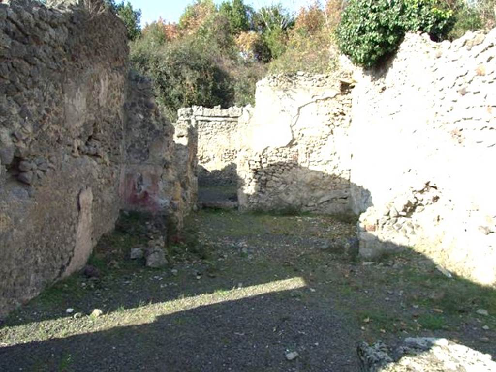 V.2.19 Pompeii. December 2007. Looking north on west side of thermopolium towards rear room and doorway to V.2.20.