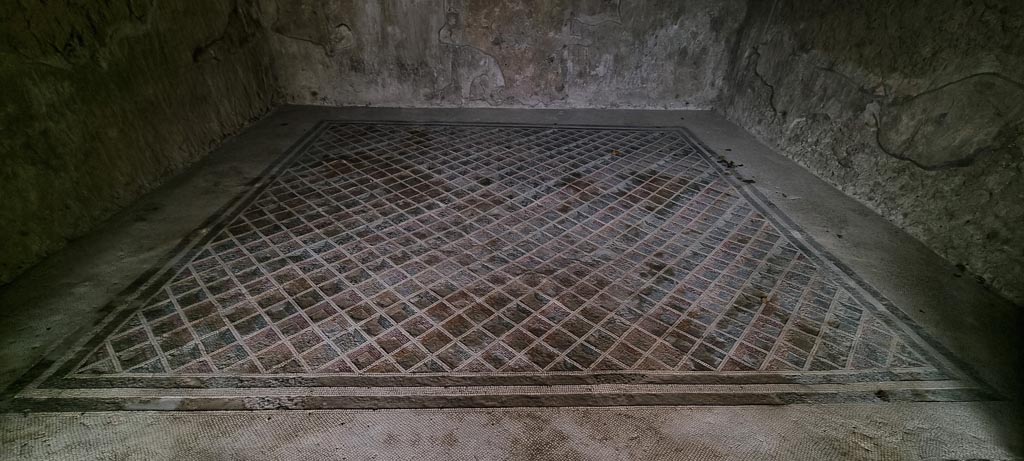 V.2.i Pompeii. December 2023. Room 24, looking north across mosaic flooring. Photo courtesy of Miriam Colomer.