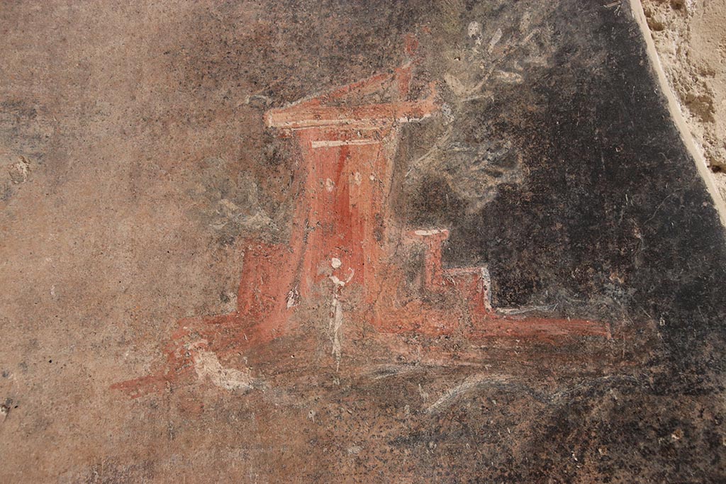 V.2.i Pompeii. October 2024. Room 1, painting from centre of panel between room 3, and stone staircase. Photo courtesy of Klaus Heese.