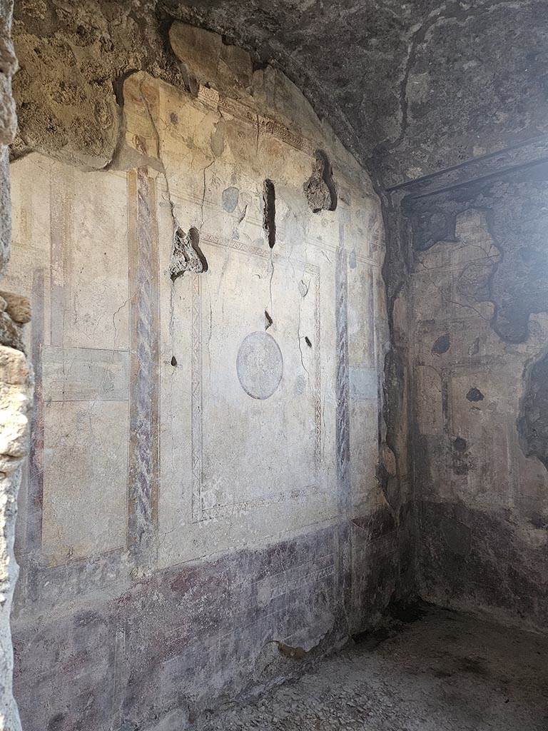 V.2.i Pompeii. November 2024. 
Room 4, north wall and north-east corner. Photo courtesy of Annette Haug.
