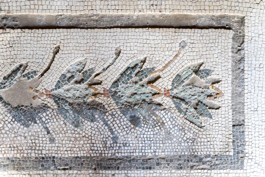 V.2.i Pompeii. March 2023. Room 20, detail from mosaic door threshold. Photo courtesy of Johannes Eber.