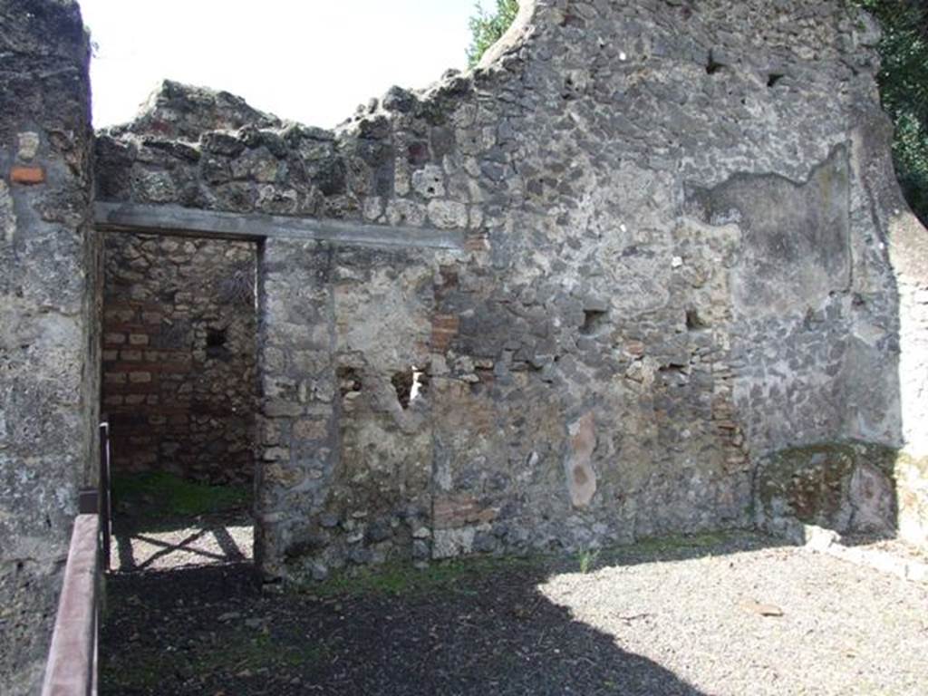 V.3.2 Pompeii.  March 2009.  West wall and door to V.3.1