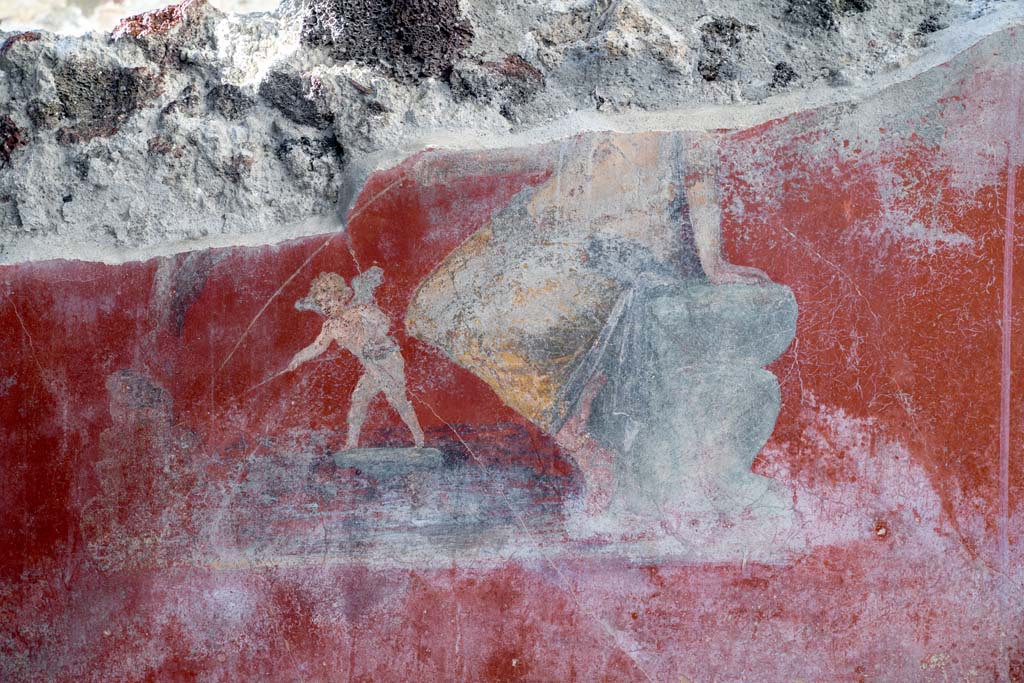 V.3 Pompeii. Casa del Giardino. October 2021.
Room 3, detail of painting from centre of north wall showing Venus and cupid fishing. Photo courtesy of Johannes Eber.