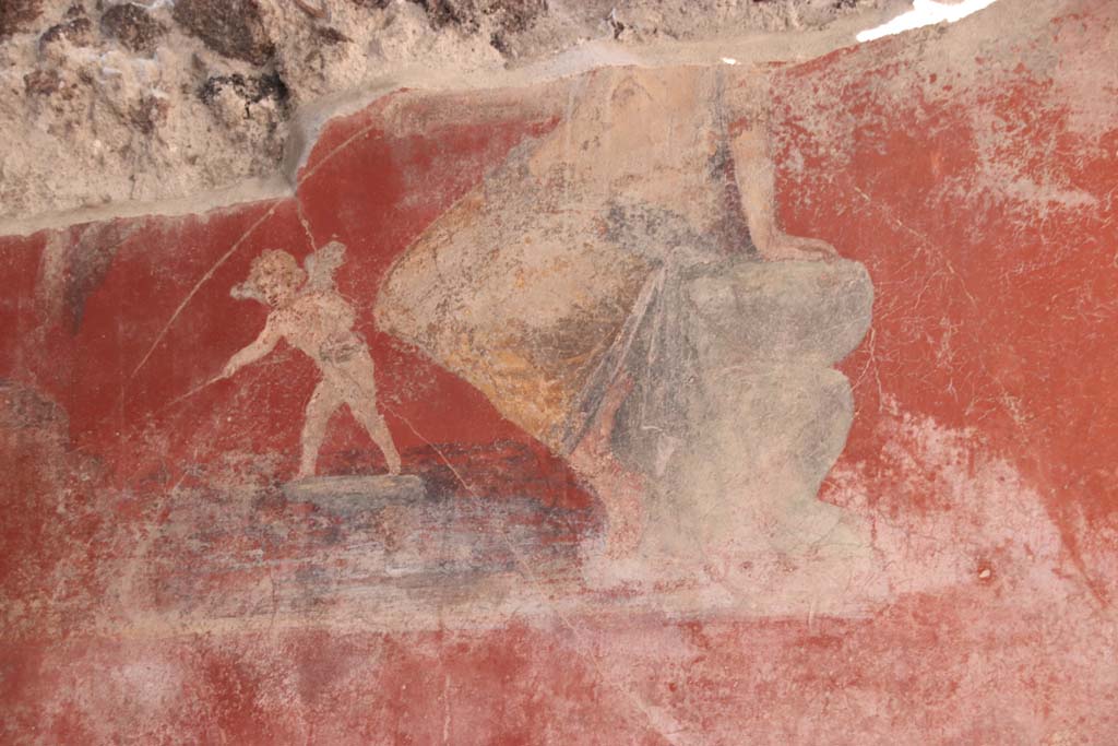 V.3 Pompeii. Casa del Giardino. September 2021.
Room 3, north wall, detail of painting showing Venus and cupid fishing. Photo courtesy of Klaus Heese.