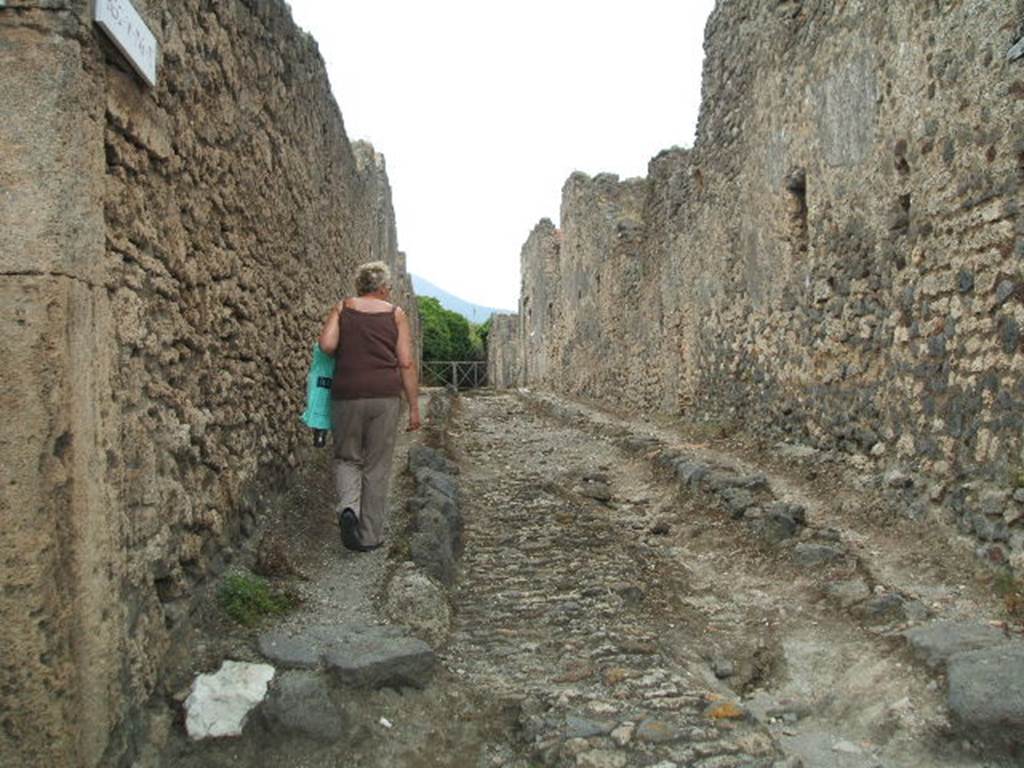 V.3               Vico di M L Frontone looking north            Side wall of V.4.1 