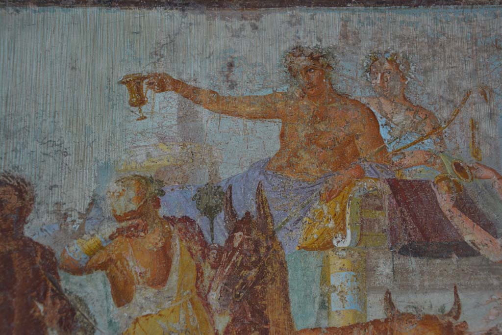 V.4.a Pompeii. March 2018. Room ‘h’, detail from central painting on south wall of tablinum.
Foto Annette Haug, ERC Grant 681269 DÉCOR.


