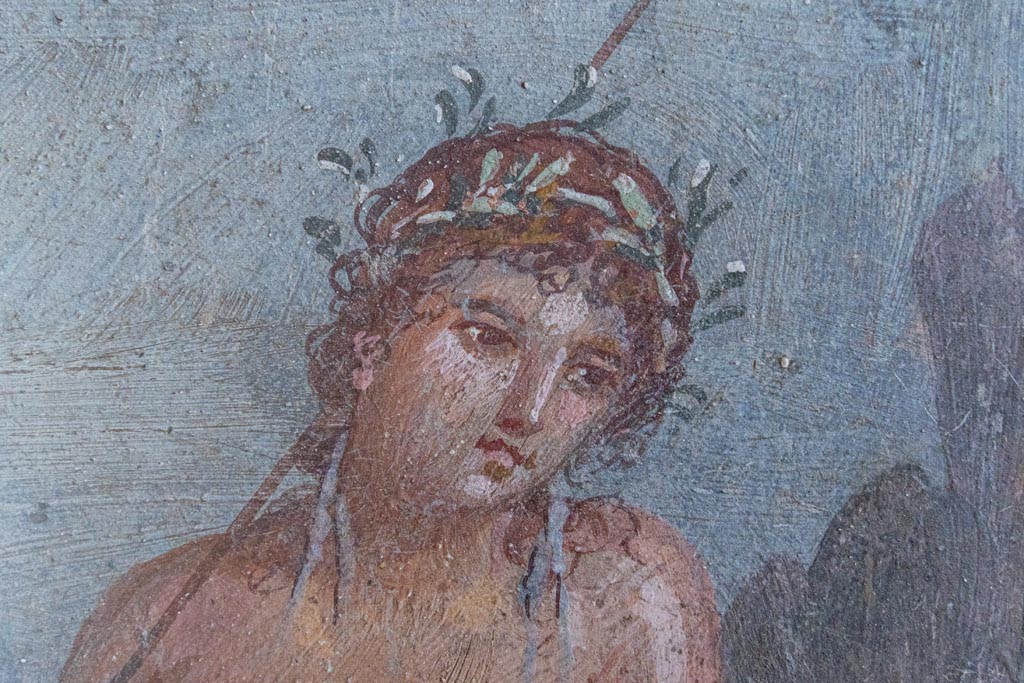 V.4.a Pompeii. October 2023. Room ‘i’, north wall of cubiculum, detail of Narcissus. Photo courtesy of Johannes Eber.