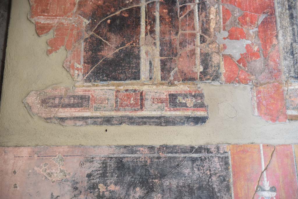 V.4.a Pompeii. March 2018. Room ‘g’, upper west wall at south end, detail. 
Foto Annette Haug, ERC Grant 681269 DÉCOR.
