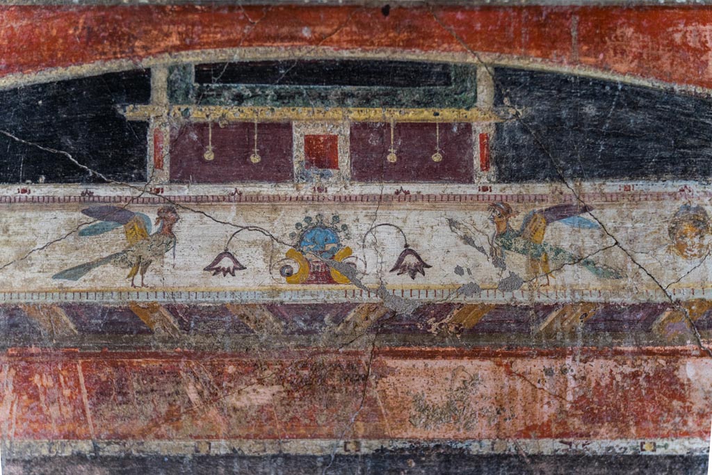 V.4.a Pompeii. January 2023. Room ‘g’, detail from upper centre of west wall of cubiculum. Photo courtesy of Johannes Eber.