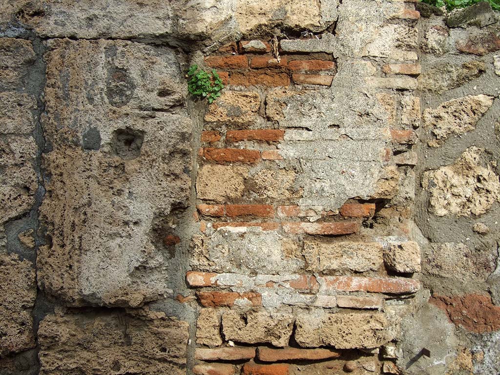 V.6.1 Pompeii. December 2006. Detail of pillar that used to have a painting of Mercury.  
See Frhlich, T., 1991, Lararien und Fassadenbilder in den Vesuvstdten. Mainz: von Zabern.  (F34: p.318).
