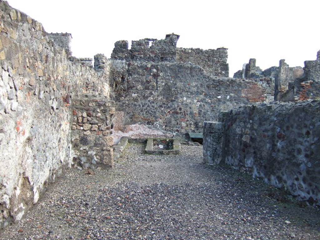 VI.1.14 Pompeii. December 2005. Looking east to rear room. For description of rear room use, see VI.1.15.