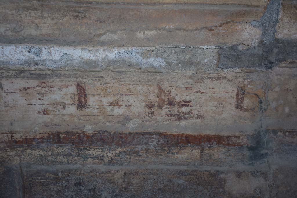 VI.2.4 Pompeii. December 2017. Detail from painted decoration from predella above zoccolo on north wall, continuation eastwards.
Foto Annette Haug, ERC Grant 681269 DCOR.
