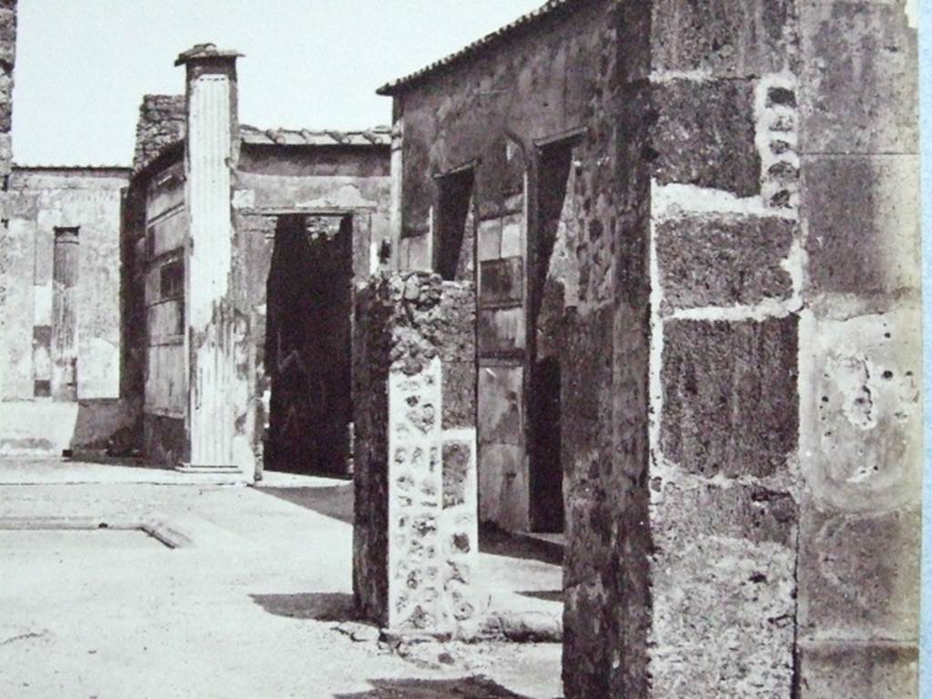 VI.2.4 Pompeii. Rooms to south of atrium taken from entrance corridor, with the open entrances to VI.2.3 on the right. Old undated photograph. 
Courtesy of Society of Antiquaries. Fox Collection.




