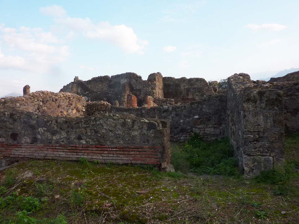 VI.5.9 Pompeii. November 2021.
Looking south from garden area towards doorway to triclinium, in centre, and doorway to room on its west side, on right.
Photo courtesy of Hélène Dessales