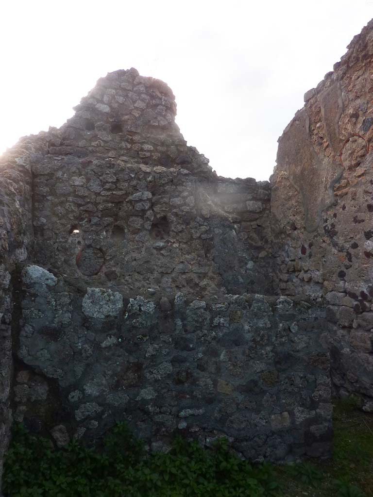 VI.5.9 Pompeii. November 2021.
Looking towards west wall of room next to triclinium, and rear of rooms with stairs. Photo courtesy of Hélène Dessales.