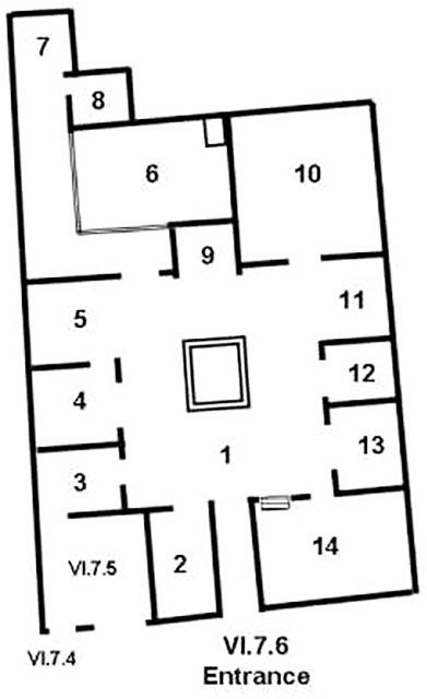 VI.7.6 Pompeii. Casa di Ercole
Room Plan