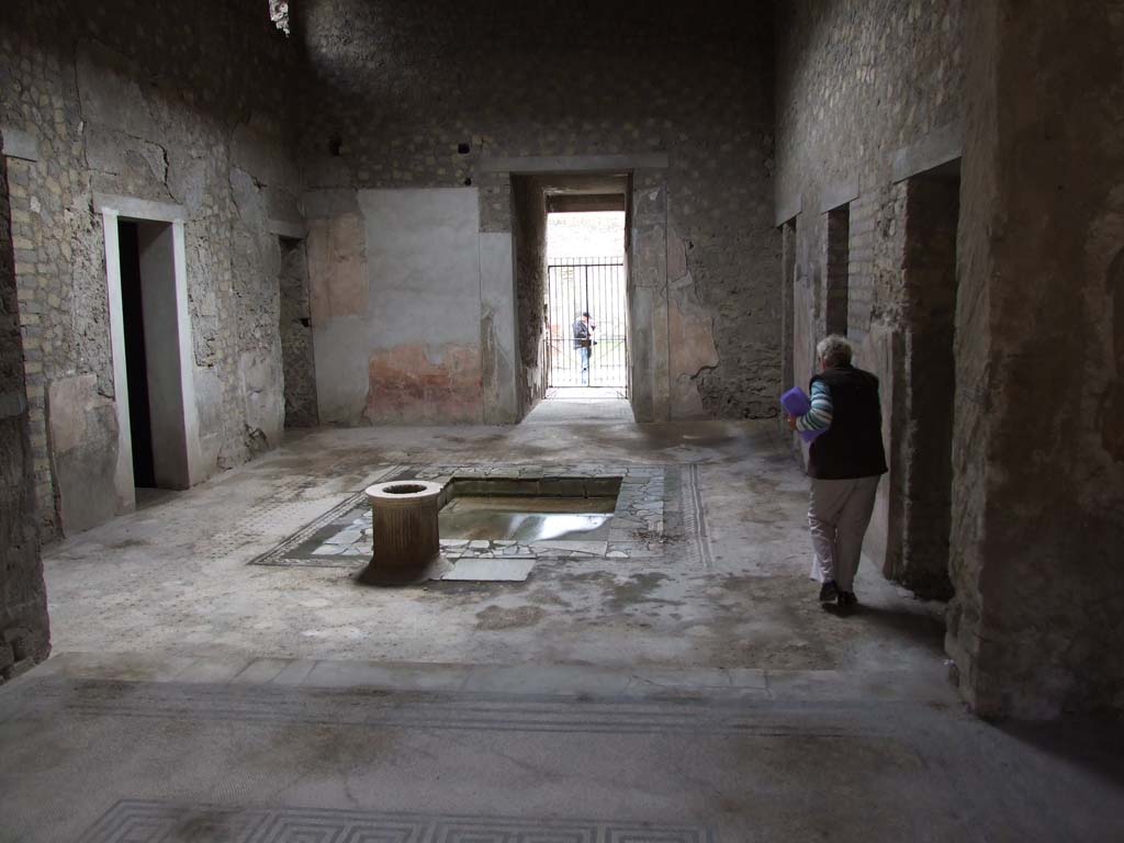 VI.8.5 Pompeii. March 2009. Room 1, atrium, looking south from tablinum.