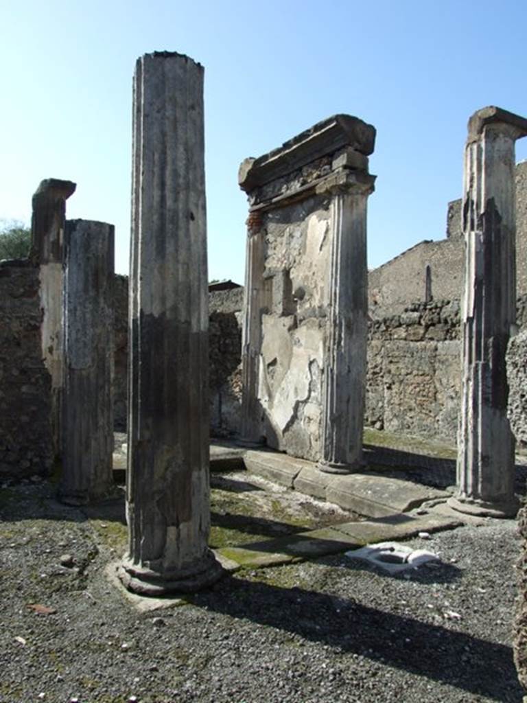 VI.8.21 Pompeii. March 2009. Looking north-west across impluvium in atrium.
