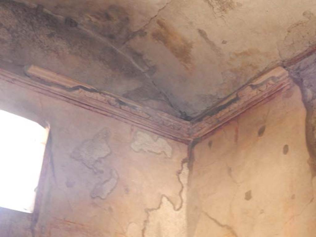 VI.8.23 Pompeii. May 2017. Upper south-east corner of cubiculum on south side of entrance doorway. Photo courtesy of Buzz Ferebee.
