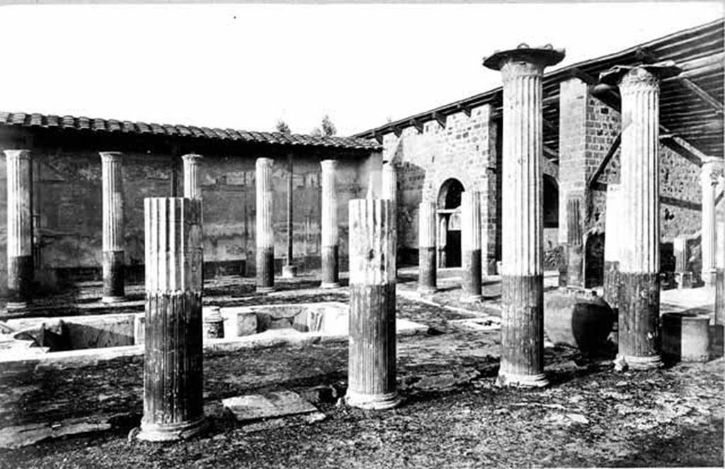 VI.9.2 Pompeii. About 1870. Looking north-east across the peristyle 16. Photo courtesy of Rick Bauer.