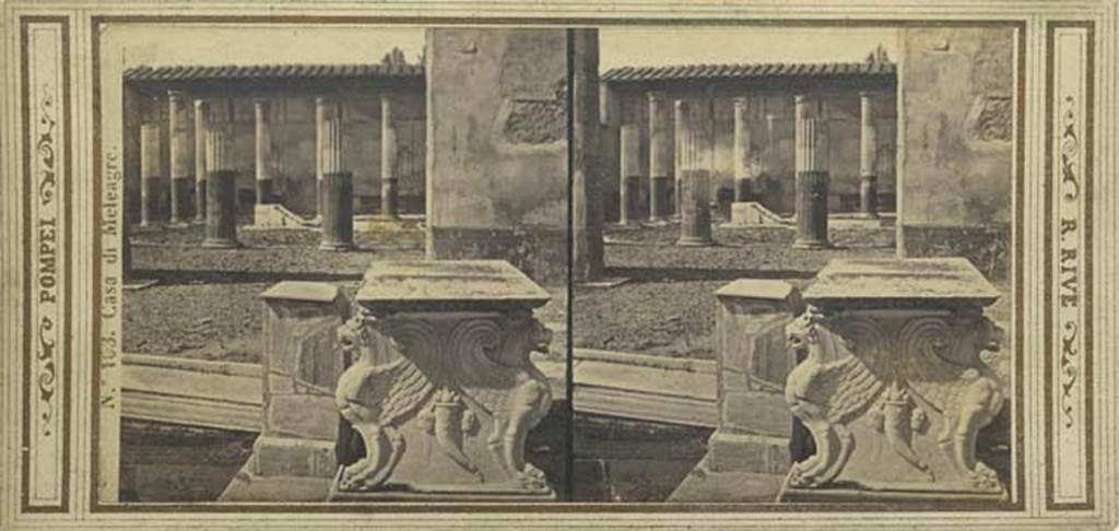 VI.9.2 Pompeii. Stereoview by R. Rive, c.1860-1870’s, looking north towards peristyle garden area.  Photo courtesy of Rick Bauer.
