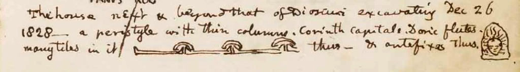 VI.9.5 Pompeii. c.1828.  Description and sketches by Gell of tiles and antefixes found.
See Gell, W: Sketchbook of Pompeii, c.1830.
See book from Van Der Poel Campanian Collection on Getty website http://hdl.handle.net/10020/2002m16b425
