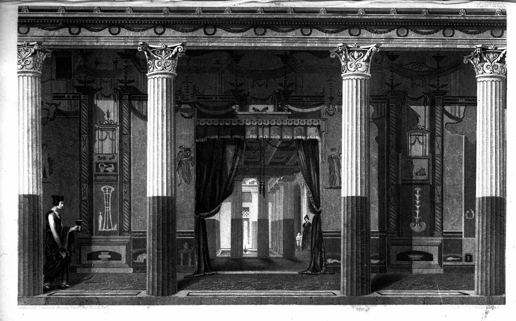 VI.9.6 Pompeii. W.226 Drawing of north side of peristyle, 6.
See Gell, W, 1837. Pompeiana. Vol.2, London: Lewis A. Lewis. (p.24, plate 65)
Photo by Tatiana Warscher. Photo © Deutsches Archäologisches Institut, Abteilung Rom, Arkiv.