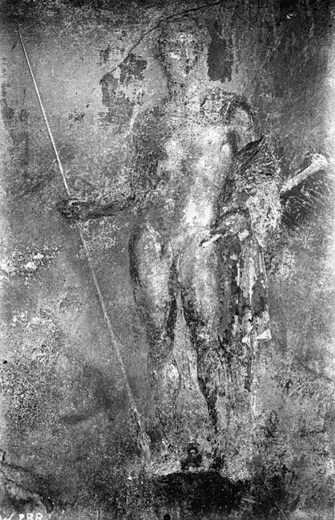 VI.9.6 Pompeii. W.288.
Room 6, figure from second yellow panel, west of doorway to atrium, in north wall of peristyle.
Photo by Tatiana Warscher. Photo © Deutsches Archäologisches Institut, Abteilung Rom, Arkiv.